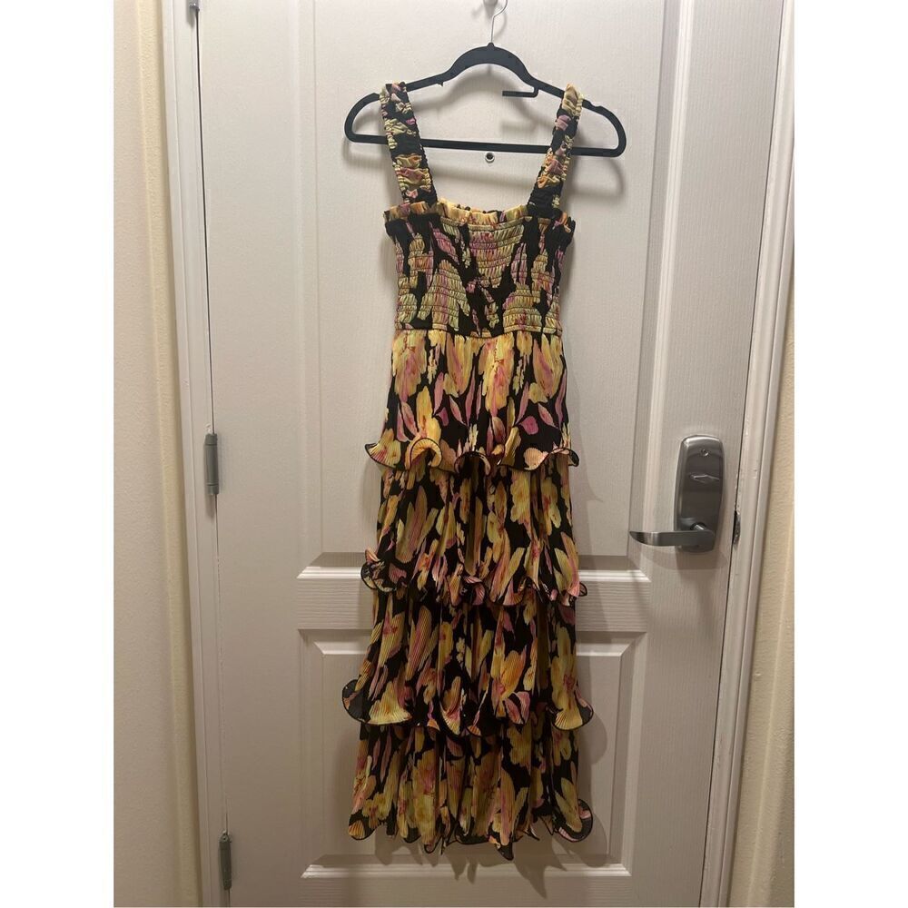 Reset By Jane Yellow Floral Midi Dress size S NWOT$160 - Picture 9 of 9